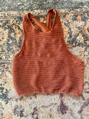Urban Outfitters Rust Smocked Knit Cropped Tank